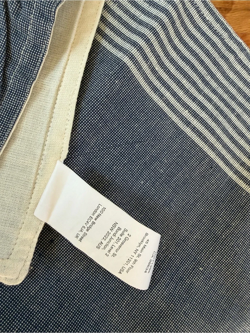 West Elm Blue and White Striped Table Runner